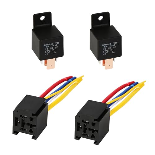 2 relés de 12 V, 80 A, 5 pines, relé de conmutación de motor de coche, relé de conmutación de 5 polos, relé de motor de coche con cables