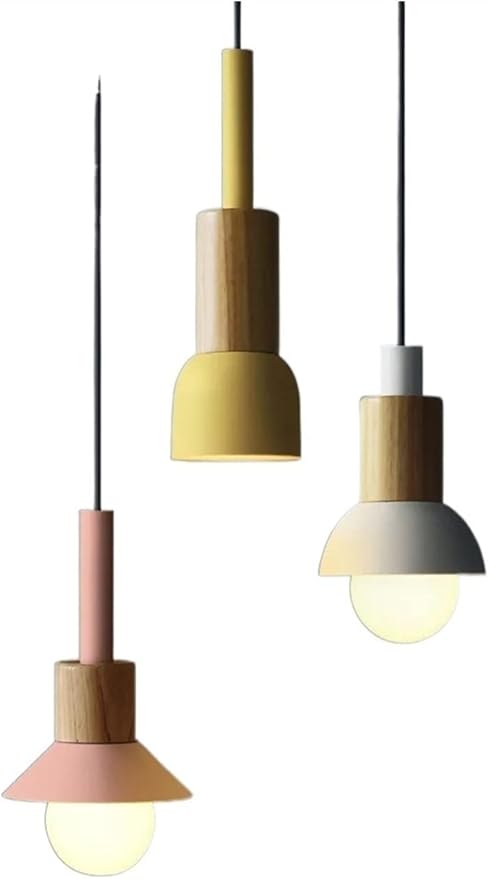 HEGZA Kroonluchter Kroonluchter moderne Nordic eenvoudige houten kroonluchter macaron decoratieve kroonluchter kleurrijke ijzeren loft lamp keuken bar hotel thuis verlichting lamp Plafond Kroonluchter Verli