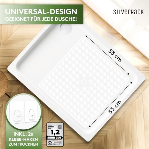 Foto von SilverRack - rutschfeste, BPA-freie Duschmatte 53 x 53 cm für Kinder, maschinenwaschbar und schimmelfrei (Weiß)