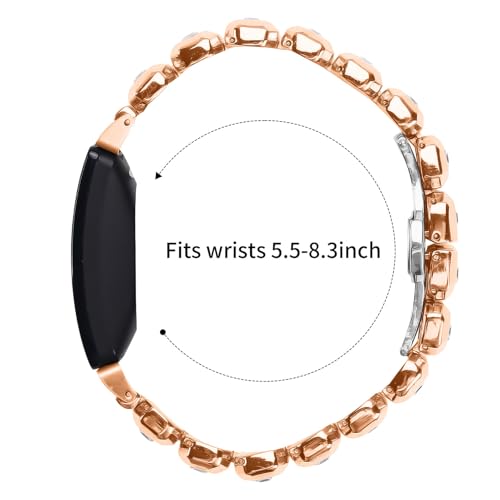 Watchband Compatible With Inspire HR, 5.5"-8.0" Adjustable Sport Bracelet Lightweight Metal Band Replacement Strap for Inspire/Inspire HR/ Ace2 Smartwatch4