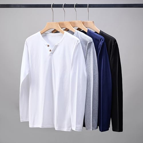 Cambkatl Men's Pullover Basic Henley Shirts Casual Solid Long Sleeve Button Athletic Lightweight Tee Shirts2