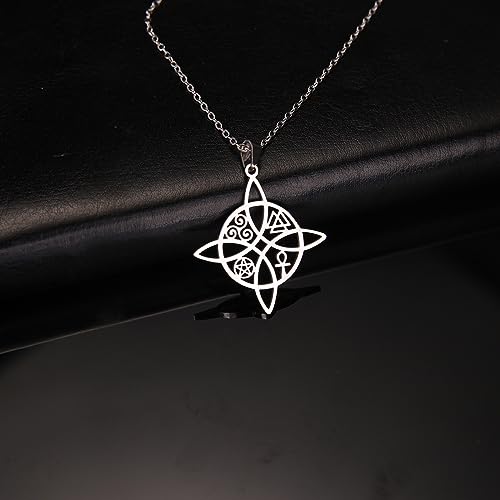 VASSAGO Witches Knot Necklace Nudo De Bruja Celtic Knot Pendant with Triquetra Trinity Pentagram Stainless Steel Pagan Witch Jewelry Good Luck Gift4