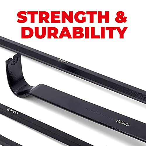 Exxo 4 Piece Pry Bar Set - Heavy Duty Flat Bar Hand Tools 12, 15, 18, 24 Inch Bars Tool Box Accessories Crow Bars Trim Puller Tool For Baseboard Demolition Tools Pocket Pry Bar Mechanics Tool Set #TOP6