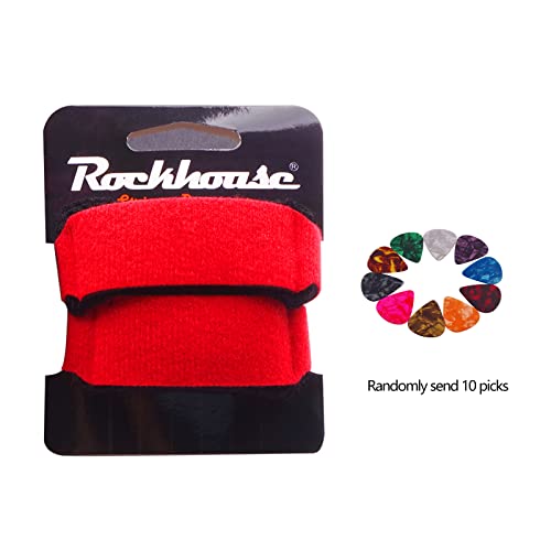 Rockhouse Guitar String Mute Dampener, 2PCS Fret Mute Neck Wrap Electric Guitar String Muter Bass Muffler Silencer Damper Strap, Red (Small, Medium) - Thumbnail 7