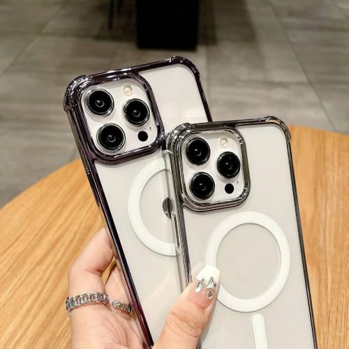 Coque iPhone 15 Pro Max violet de luxe magnétique transparente finition premium - 2