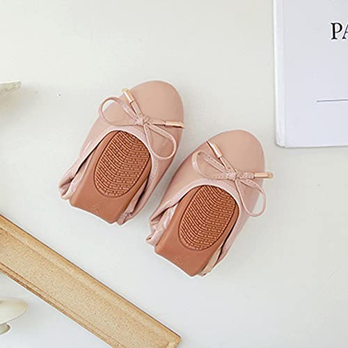 ChaiRong Zhou Women Cute Ballerina Ballets Round Toe Bow Knot Portable Flats Comfort Slip on Casual Walking Shoes2