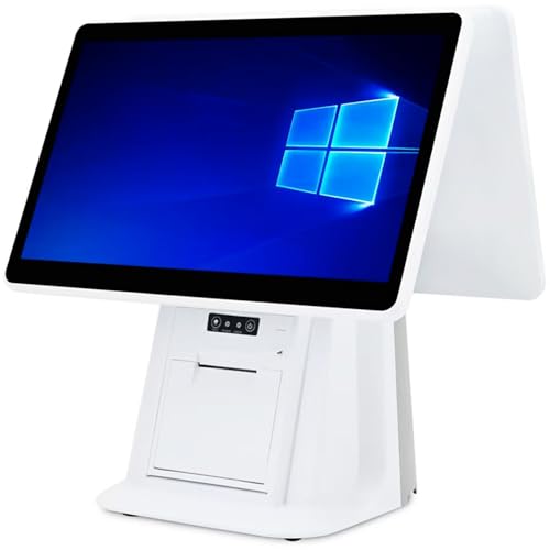 HENGCMM Caisse Enregistreuse Tactile avec Imprimante 58mm Intégrée, Double écran Tactile de 15,6 Pouces, pour Les systèmes de Vente au détail, de Restaurant et de...
