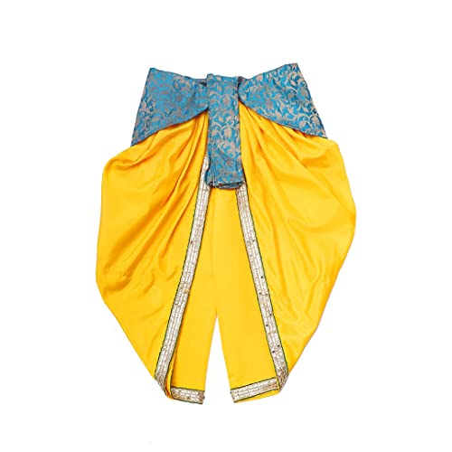 Image of ITSMYCOSTUME Krishna Dress for Baby Boy Kids Set of 10(Dhoti,Patka,Hip Cover,Mukut,Morpankh,Bansuri,Kamarband,Bajuband,Kundal) Little Krishna Ji Kanha Janmasthmi Costume for Kids