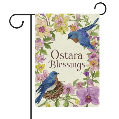Garden Flag “Ostara Equinox Wicca & Pagan” Double Sided 12x18 In Burlap Seasonal Yard Decoration for Outside Porch