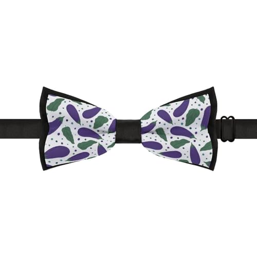 GoasNei Vegetables Eggplant Pattern Bow Tie for Men Adjustable Necktie Funny Tie Neck Ties for Weddings Party