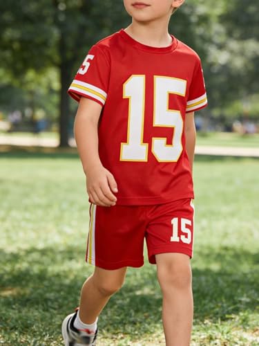 Image of 4 Pcs Boys Clothes Athletic Outfits Set Shorts and Performance T-Shirt Crew Neck Summer Kids Outfit Size 4-12Y