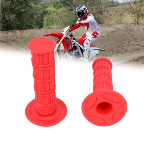 AnXin Manopole Manubrio Universali da 22 mm 7/8 Antiscivolo in Gomma per CRF EXC YZF KLX Motocross Dirt Pit Bike Scooter-2Pcs (Rosso)