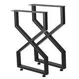 Pieds de table en fer forgé robuste avec finition noire mate, offrant stabilité et grand capacité de charge jusqu'à 1000 lbs.