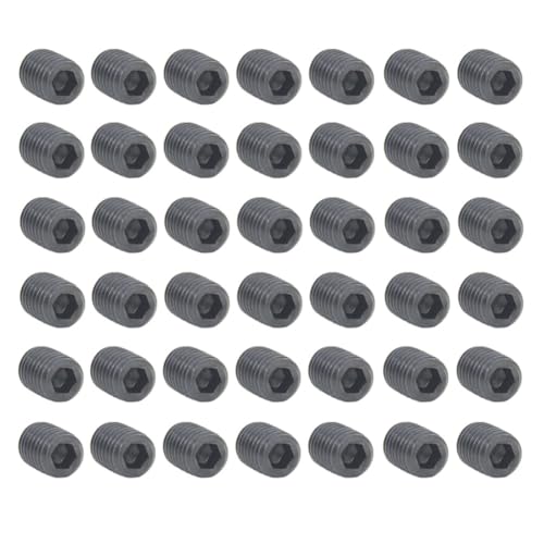 Tornillos prisioneros, 50 unidades, M8 x 12, manguitos de rosca, hexágono interior, punta cónica, acero al carbono, hexágono interior, cabeza hexagonal, tornillos prisioneros sin cabeza