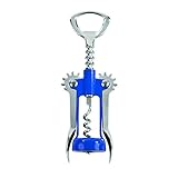 True Soar Winged Corkscrew Wine Opener, Multi-Purpose Bottle Opener for Beer and Soda, Stainless Steel with Chrome Finish, Easy to Remove Cork for Bartenders, Home Bar, Kitchen, Set of 1, Blue