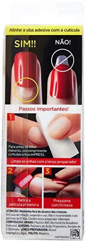 Unhas Autocolantes Impress Color Médio Deep Kiss, Kiss New York