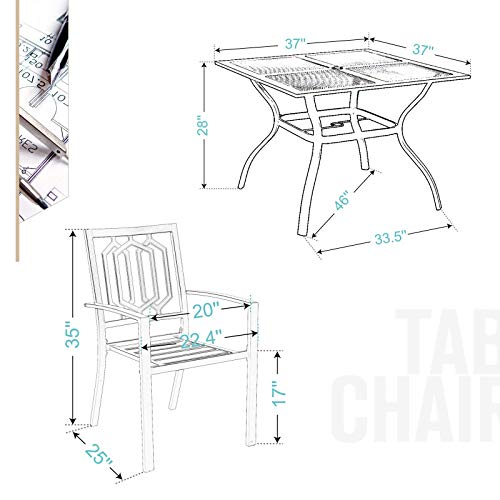 Image of Sophia & William Patio Dining Set, 4 Stackable Chairs w /Square Metal Table