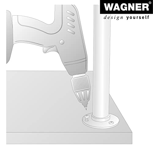 WAGNER Möbelbein/Tischbein/Möbelfuß Industrial Pipe - Ø 30 x 150 mm, inkl. Zwei Anschraubplatte Ø 75 mm, Stahl pulverbeschichtet schwarz - 12501501
