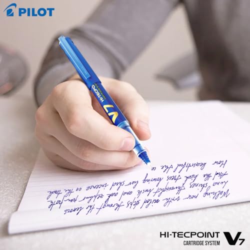 Pilot V7 Hi-tecpoint Roller ball pen with Cartridge System - 2 Blue Pens, 4 cartridges (Image - 6)