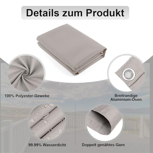 AXT SHADE Balkon Sichtschutz Wetterfest 90x600cm Balkonverkleidung Balkonabdeckung Balkonbespannung Blickdichte Windschutz und UV-Schutz mit Kabelbinder für Balkongeländer-Taupe