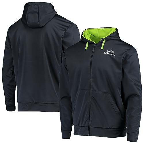 Dunbrooke Mens College Navy-Neon Green Seattle Seahawks Apprentice Full-Zip Hoodie
