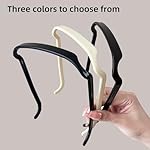 3-Pack Brown Plastic Square Invisible Hairbands for Women, Adults - Curly Hair Thick Headbands - Image 3
