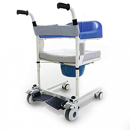 FANGX Sollevatore Disabili Manuale, Sedia per Il trasferimento del paziente con Sollevamento Manuale, Sedile Morbido, Padella, Regolazione a 9 Livelli, Apertura e Chiusura a 180°, carico 220 lb
