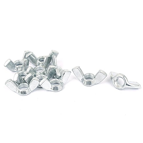 sourcing map 10Pcs Écrou Papillon 3/8 Pouce Métrique Femelle Filetage Ecrou à Ailettes écrou à oreille Argenté