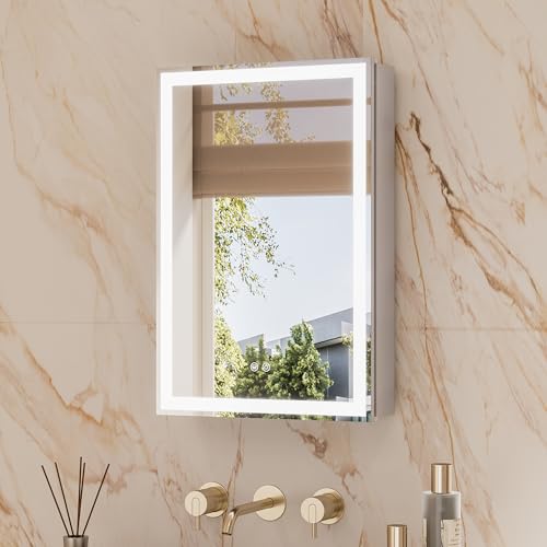 TETOTE 16 x 24 Lighted Bathroom Medicine Cabinet with Adjustable