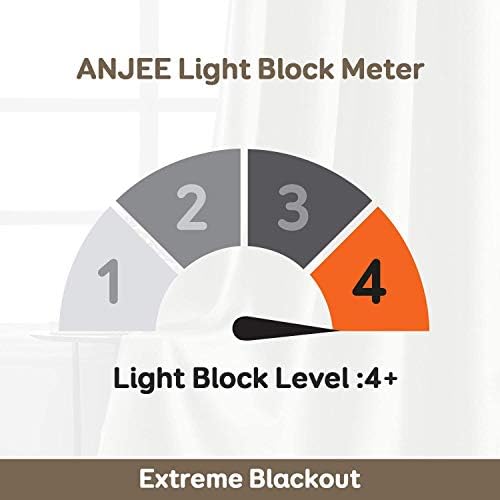 Anjee Full Blackout Curtains Black Liner 100 Percent Shading Window Curtains Soundproof Windproof for Kids Bedroom Living Room Eyelet Top Beige Drapes 52x95 Inches (132x241cm) 1 Pair,Beige