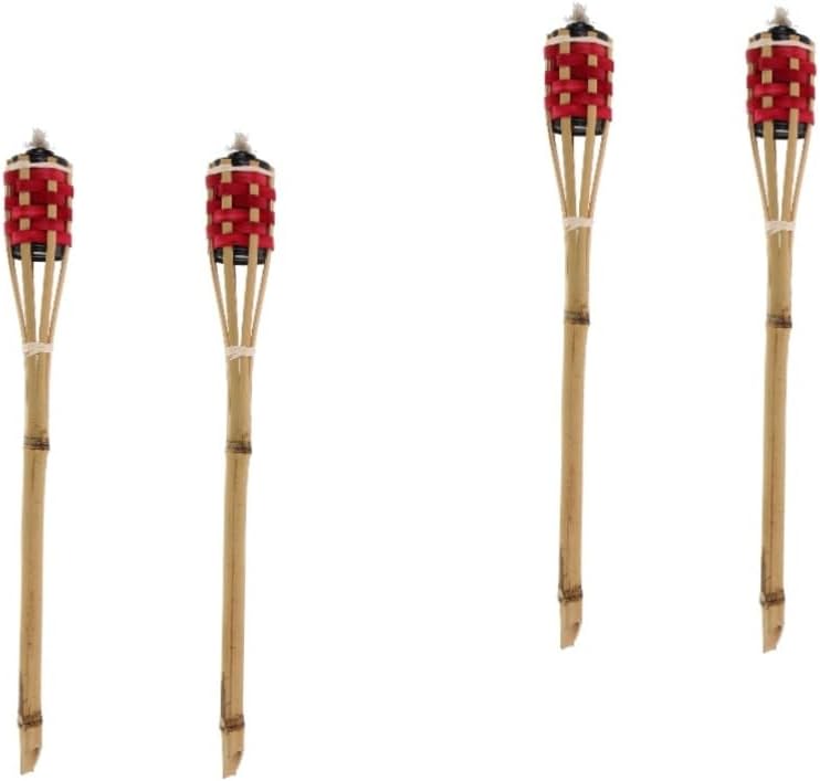 4pcs Woven Torch Handheld Oil Light for Outdoor Festivals Garden Parties and Patio Decor and Easy to Install Fire Torch