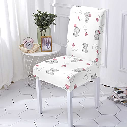 Cute Cartoon Pattern White Crane Chair Covers Dining Room Stretch Chair Covers Chair Seat Cover Chair Covers A4 1Pc #TOP6