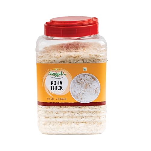 Thick Poha Flattened Rice – 1 lb (16 oz) Pack | Ideal for Quick & Healthy Breakfast & Snacks | Vegan | Kosher | Salt-Free | No Artificial Colors | Perfect for Traditional Indian Recipes
