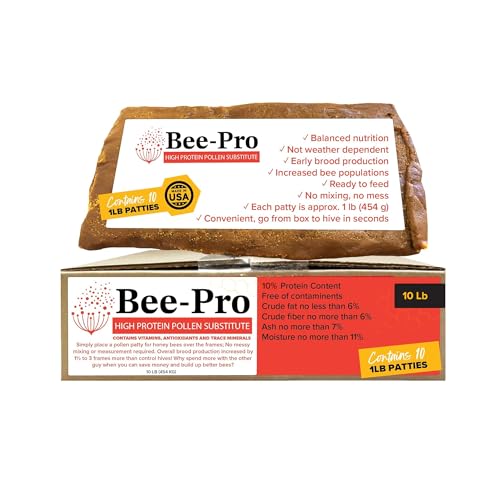 Mann Lake Bee-Pro Patties, High Protein Honey Bee Nutrition with Pro Health Digestive Aide, Spring & Fall Brood Builder for Increased Colony Survival & Stronger Spring Population, Made in USA, 10 Lbs