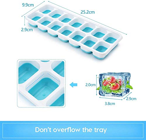 3 Packs Ice Cube Trays Flexible Silicone Ice Cube Tray with Lids Easy Release Stackable Ice Trays