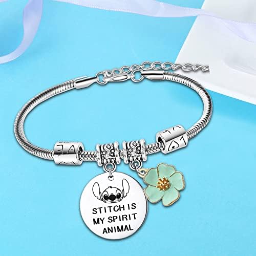 Cute Stitch Gift Stitch Charm Bracelet Jewellery Bracelets Gifts for Daughter, Son, Niece, Nephew, Girls, Boys, Best Friends Birthday Christmas Gifts Stitch is My Spirit Animal Charms Bracelet