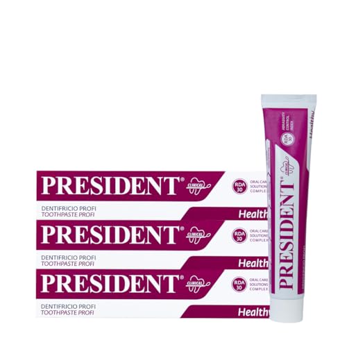 President KIT 3 DENTIFRICIO PROFI con Clorexidina 0,20% Azione Igienizzante Antibatterica intensiva per parodontopatie, gengive irritate sanguinanti e dopo interventi chirurgici. RDA 30. 3X75ml