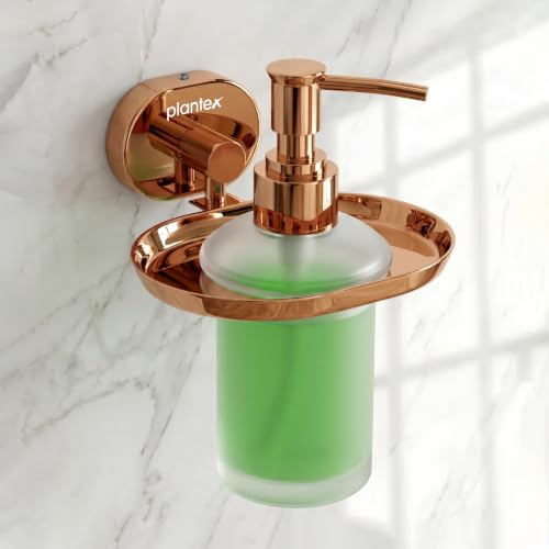 Image of Plantex J4 Stainless Steel Liquid Soap Dispenser /Shampoo Dispenser for Wash Basin /Hand Wash Dispenser Wall Mounted /Bathroom Accessories (PVD Rose Gold Finish) Onix
