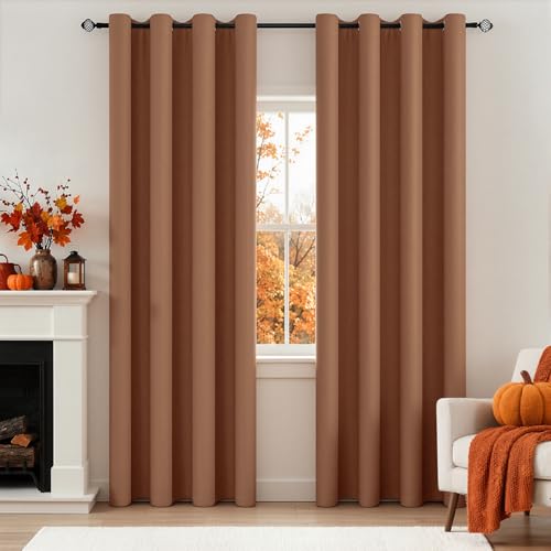 Image of MIULEE Sun Baked Blackout Bedroom Curtains Drapes 84 Inch Long 52 inchx84 inch | Grommet Top, Room Darkening Window Drapes, Privacy Protection, Thermal Insulated, Heat Blocking, Light Blocking