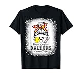 Messy Bun Mom of Both Baseball Softball Busy Ballers T-Shirt