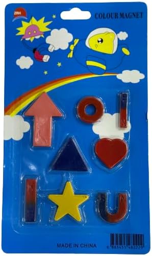 Levin 8pcs Student Teaching Magnet Play Set U horsehoe Magnet, Bar Magnet, Star Circle Heart and Triangle Magnets Shape Magnets.