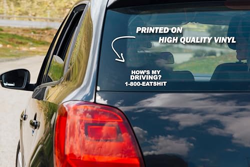 WSQ “How’s My Driving?” Vinyl Decal Stickers — 7x3.25 Inches — Funny JDM Euro Car/Truck/SUV Bumper & Rear Window Decals, Waterproof UV-Resistant Outdoor Vinyl, Easy Transfer, Removable - Thumbnail 3