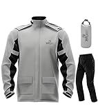 IRON JIA'S Regenanzug Set-Regenjacke und Regenhose Herren Wasserdicht Motorrad Regenmantel mit Kapuze Fahrrad Rain Windbreaker Outdoor Windjacke Schneeschutz im Winter-XL
