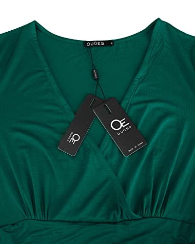 Ouges Womens Long Sleeve V-Neck Wrap Waist Maxi Dress(Green,L) #TOP5
