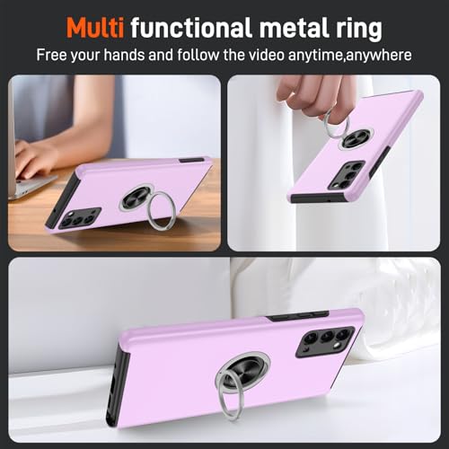 Coque Samsung Note 20 violette premium en silicone durable avec bague de maintien chrome