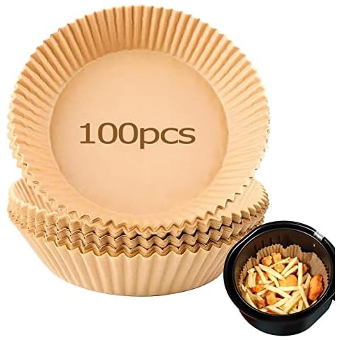 100 Stück Backpapier für Heißluftfritteuse Rund,20CM Backpapier Airfryer,Wasserdicht Antihaft-Einweg Pergamentpapier Cover