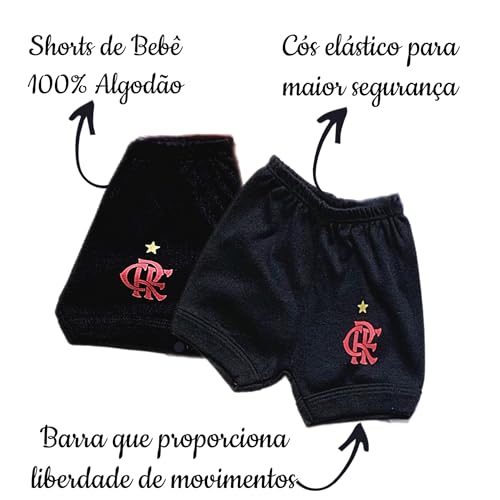 Conjunto Temático Bebê Menino Menina: Body Shorts, Botinha e Prendedor de Chupetas Times de Futebol