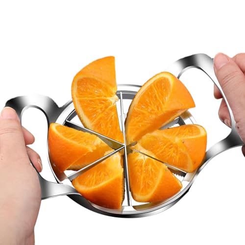 Cortador naranja, cortador naranja ergonómico de acero inoxidable con mango antideslizante y 6 cuchillas afiladas, sastre extremadamente afilado y duradero para naranjas, peras y frutas de