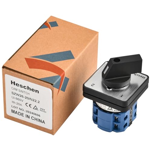 Heschen Universal-Nockenschalter, Drehschalter, Wechselschalter SZW26-20/N22.2, 660 V, 20 A, 2 Position, 8 Klemmen, CE