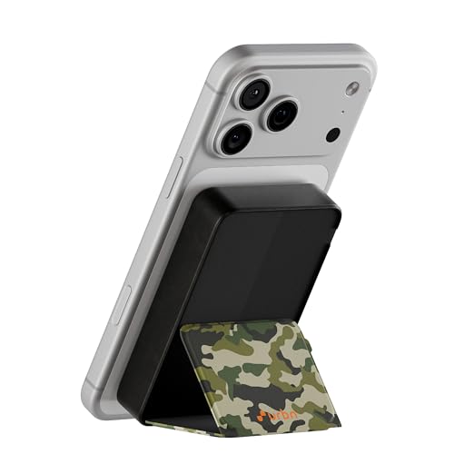 Image of URBN 10000 mAh Stand Magsafe Power Bank with Foldable Stand | 15W Fast Wireless Charging |Strong Magnetic Hold | Type C Input /Output | Pass Through Charging | MagTag Ring Included | (Black Camo)